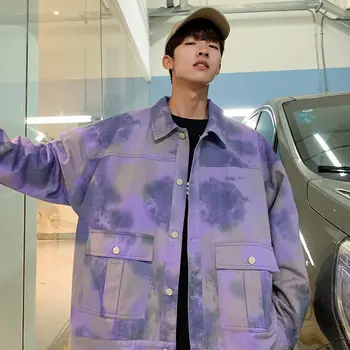 

Tie Dye Men's Jackets Autumn Korean Men Oversized Coats Streetwear Man Casual Jacket Tops