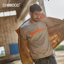 Мужская толстовка SIMWOOD, стильный осенний пуловер с круглым вырезом, винтажный свитшот с вышитой надписью, SI980587