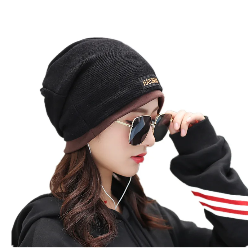 Autumn Winter Hat Men Women Cotton Knit Skullies Beanies Outdoor Sports Cotton Casual Solid Warm Knit Cap