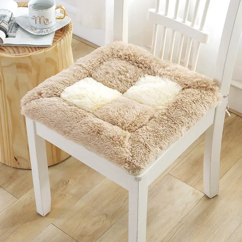 camel white grid Уплотненная плюшевая подушка для стула Coussin 40*40 см противоскользящая подушка для сидения коврик Домашний Декор обеденная офисная подушка - Цвет: camel white grid