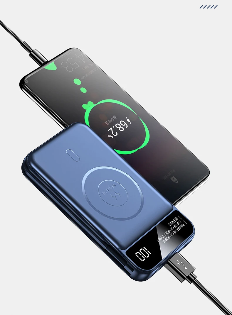 10000mAh Magnetic Wireless Power Bank Built in Cable Portable Charger Powerbank for iPhone 13 12pro Samsung S21 Xiaomi Poverbank samsung battery pack