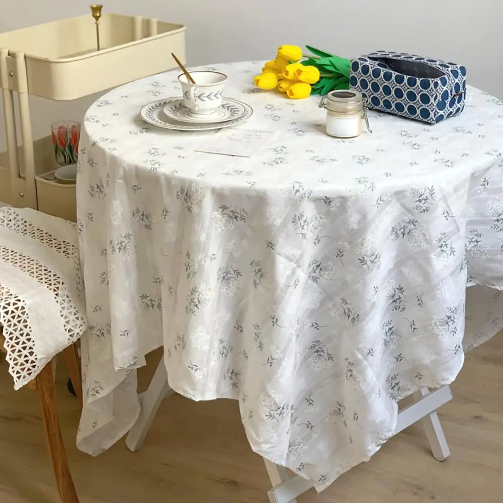 

90*90cm Idyllic Fresh Lace Floral Tablecloth Printed Placemat Coffee Table Cloth Cover Cloth Table Mat Shooting Background Cloth