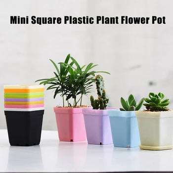 

1/5/10pcs Mini Square Plastic Plant Flower Pot Home Office Decor Planter I88
