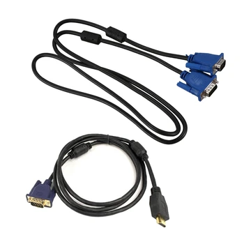 

1.8 Meters 6FT HDMI Male to VGA HD-15 Male Cable & Black Blue VGA 15 Pins Male to Male Plug Cable Computer Monitor Wire Cable 1.