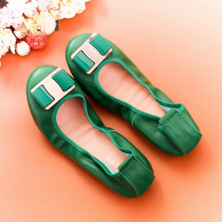 Plus Size 34-43 Ballet Flats Shoes Women Genuine Leather Spring Summer Lady Nurse Shoes 2018 Metal Decoration Woman Loafer Shoes (22)