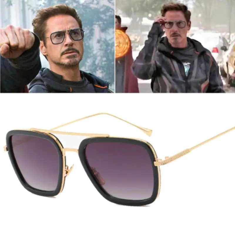 

2019 New Spiderman Far From Home Peter Parker Men's Sunglasses Cosplay Iron-Man Tony Stark Classic Suqare Sun Masculine Glasses