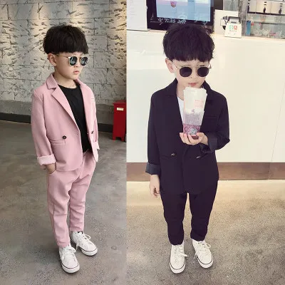 

3-8 year old boy baby autumn new pink suit cover net red tide style performance small suit Korean handsome children's suit suit