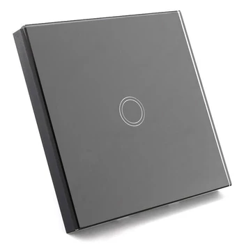 

HTHL-Light switch with wall switch touch-screen glass remote control 1-way single black switch