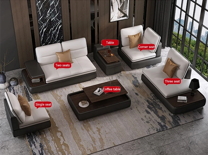 Современный дизайн кожаный диван мебель для гостиной
