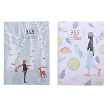 AAAJ-2Pcs, креативный блокнот в твердом переплете, план года, 365 дней, внутренняя страница, ежемесячный ежедневник, журнал органайзера-листья+ лимон, мульт