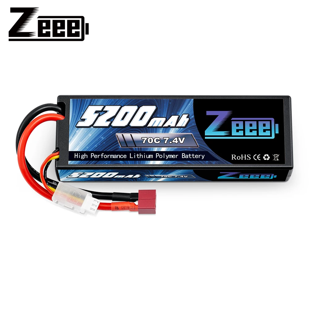 

Zeee 7,4 V 70C 5200mAh литий-полимерная батарея с разъемом Deans 2S, жесткая батарея Lipo для 1/8 1/10 радиоуправляемых автомобилей, грузовиков, самолетов, лодок