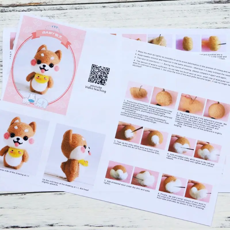 OOTDTY Baby Dog Wool Felt Craft DIY Unfinished Poked Set Handcraft Needle Material Bag