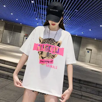 

European goods tide brand short-sleeved t-shirt female 2020 summer new heavy industry beaded loose mid-length tops ins
