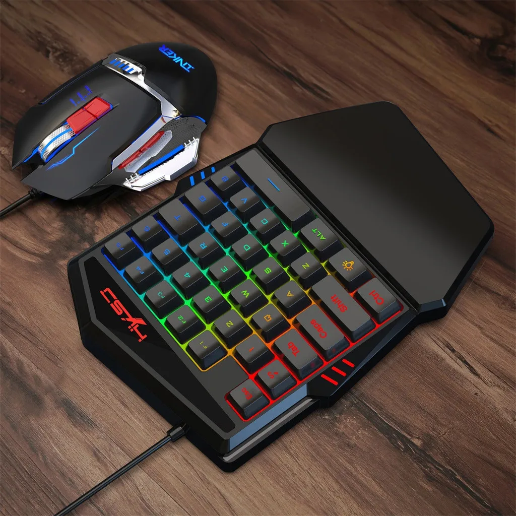 HXSJ J100+ A866 игровая клавиатура мышь комплект 35 клавиш мини USB Проводная клавиатура с одной рукой+ мышь подарок тип-c мышь ПК геймер компьютер