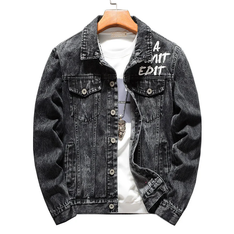

Высококачественная модная уличная одежда, мужская Свободная оригинальная джинсовая куртка с удобным отворотом, подходящий ко всему, дизайнерский, красивый чехол из денима