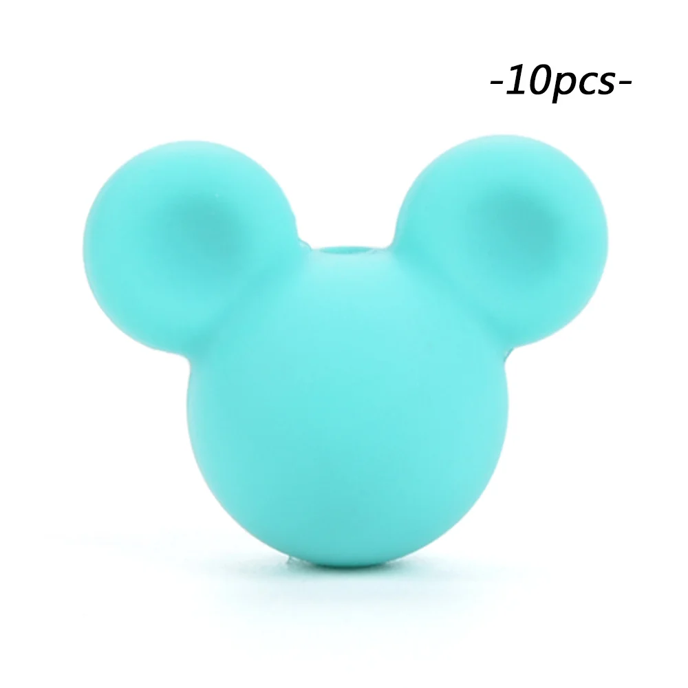 turquoise LOFCA силиконовые бусины Микки 10 шт Детские бусины для прорезывания зубов жевательные продукты пищевого силикона BPA бесплатно Соска-подвеска для изготовления ожерелья - Цвет: turquoise