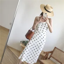 Новинка, стильное летнее платье средней длины в горошек без рукавов в стиле французского ретро, F4286