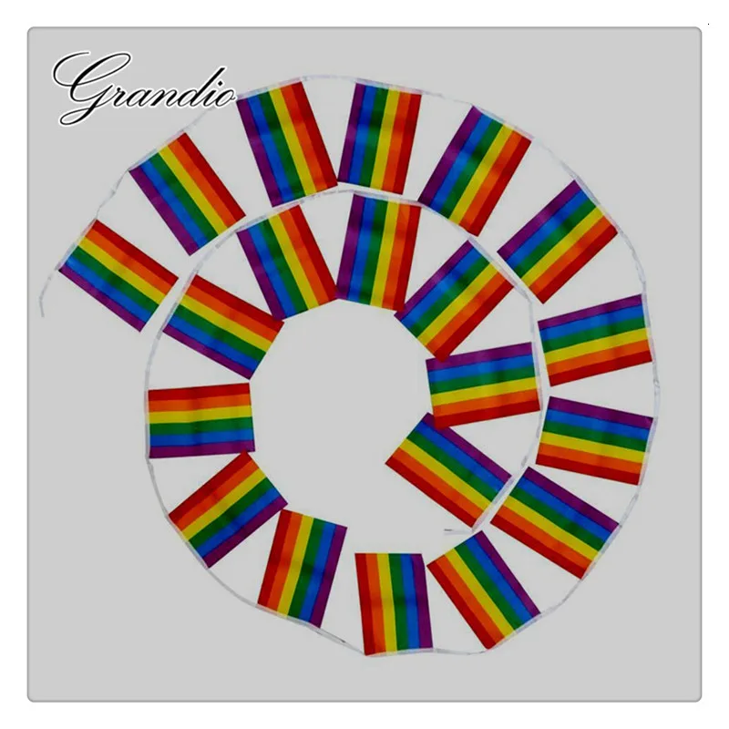 Висячий Радужный Флаг ЛГБТ 14x21 см полиэстер 15 штук 4 м длина жесть для геев домашний декоративный с рисунком флаги и баннеры