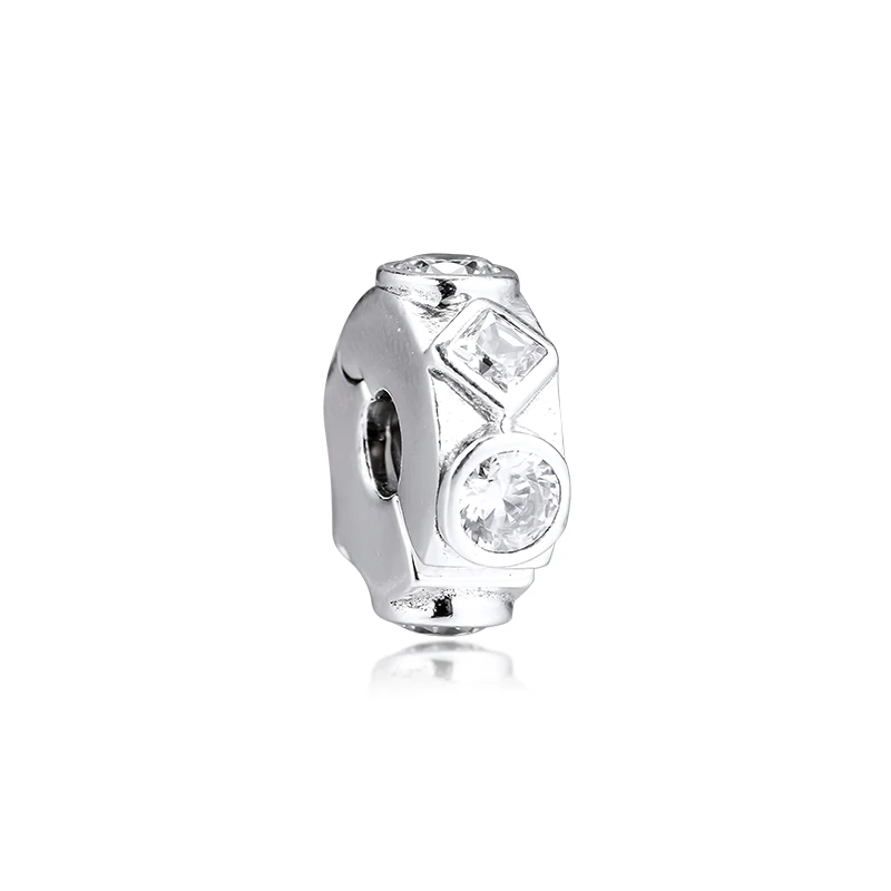 DIY Подходит для Pandora шармы браслеты геометрические формы клип бусины 925 пробы-серебро-ювелирные изделия
