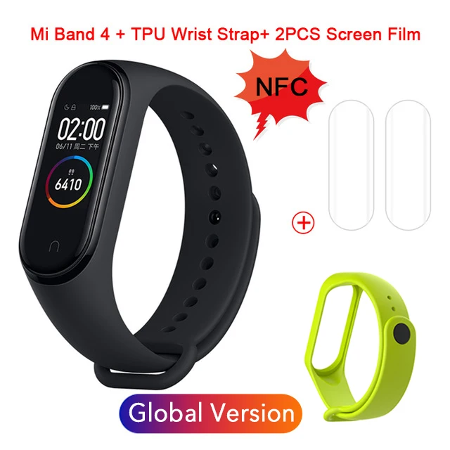 Xiaomi mi-браслет 4 NFC Smartband пульсометр мониторинг сна Спорт mi Band 4 Водонепроницаемый Bluetooth Сенсорный экран Смарт-браслет - Цвет: NFC Global 7