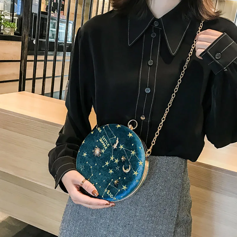 PROD 4001326263287 2020 Bolsos Mujer Bolsas Feminina Suede Shoulder Bag
Chain Womens Crossbody Ladies Purse Female Round Handbag 2020starry Sky