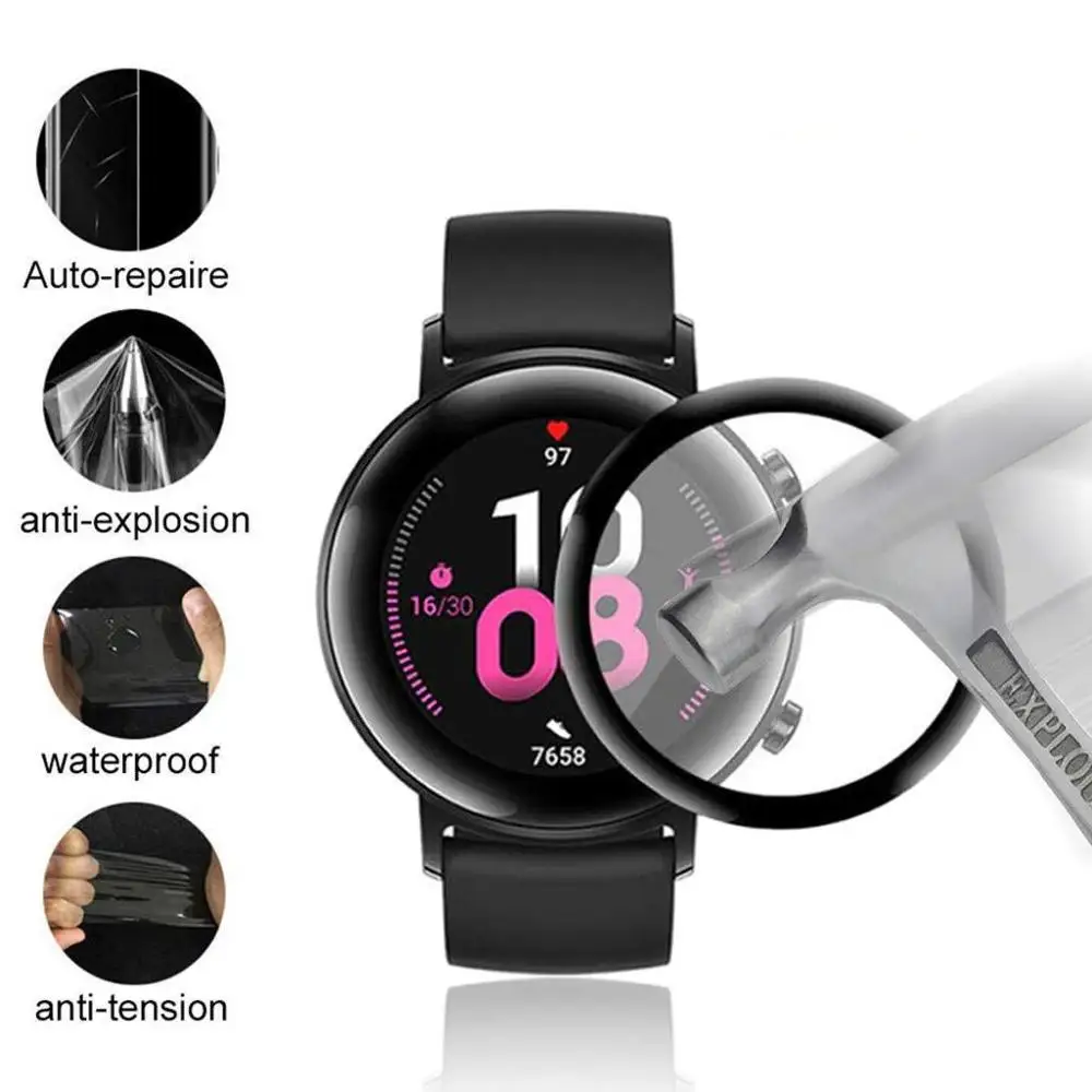 HUAWEI watch GT 2 용 강화 유리 화면 보호기 42/46mm 폴리머 재료 전체 보호 필름, HUAWEI watch GT2 46mm/42mm