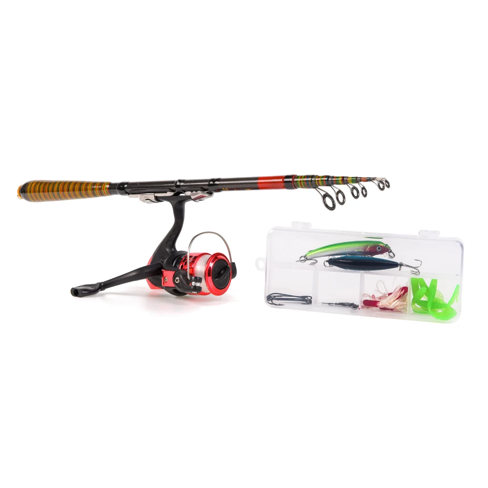 

Hot New Carbon Fiber Telescopic Fishing Rod and Reel Combo Full Kit Spinning Fishing Reel Fishing Lure Gear Organizer Pole Set