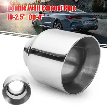 

Universal Car Exhaust Tip Auto Tail Pipe Muffler Dual Wall Angle Cut Outlet Nozzle 60mm Inlet 100mm Outlet