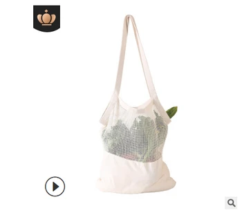 

Local stock Large Shopping Bag Reusable Fruit Shopping String Grocery Shopper Cotton Tote Mesh Woven Net Bag