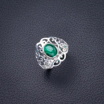 

StarGems Natural Malachite Handmade 925 Sterling Silver Ring 7 D4167