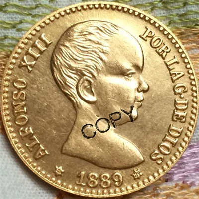 1889 монеты Испании 20 Pesetas - Alfonso XIII | Дом и сад