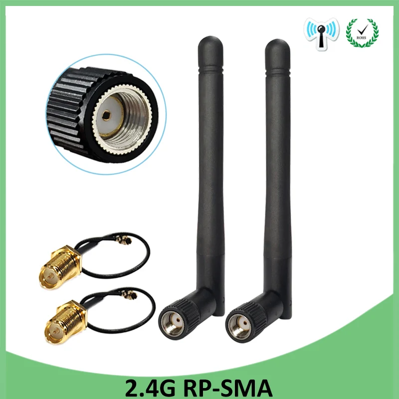 

10pcs 2.4GHz antenna wifi RP-SMA Male Connector 3dBi Wi fi 2.4G Antena + IPX to RP-SMA Jack Male Extension Cord Pigtail Cable