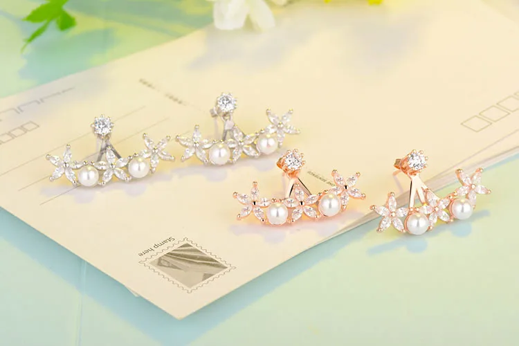 High Quality Silver Gold Color Pearl Cross Flower Metal Studs Cross Star  Earrings For Women Wedding Fashion Jewelry DE221 - AliExpress