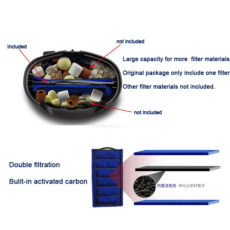Filter Turtle Tank Small Silent Built-in Water Purifier  Pump Low  Level Shallow   Fish  fall Type 