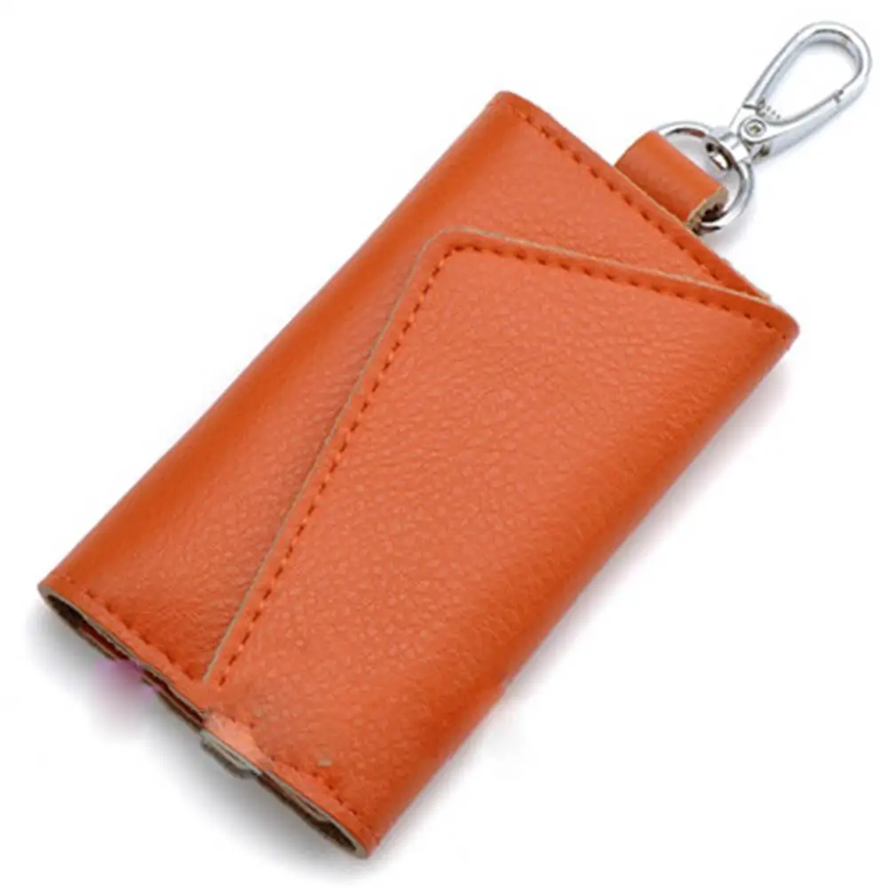Orange ISKYBOB, натуральная кожа, складной дверной ключ, электронный держатель для ключей, сумка для кредитных карт, монет, денег, кнопка, держатель, сумка - Цвет: Orange
