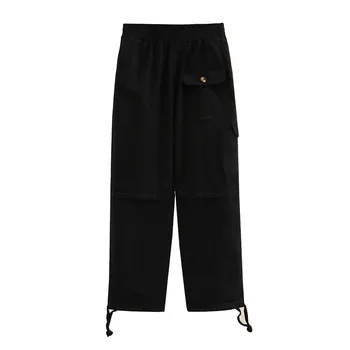 

Spring Women Cargo Pants Plus Size Ankle Banded Pants Female Washed cotton Trousers Casual high waist 2020 F61-2006