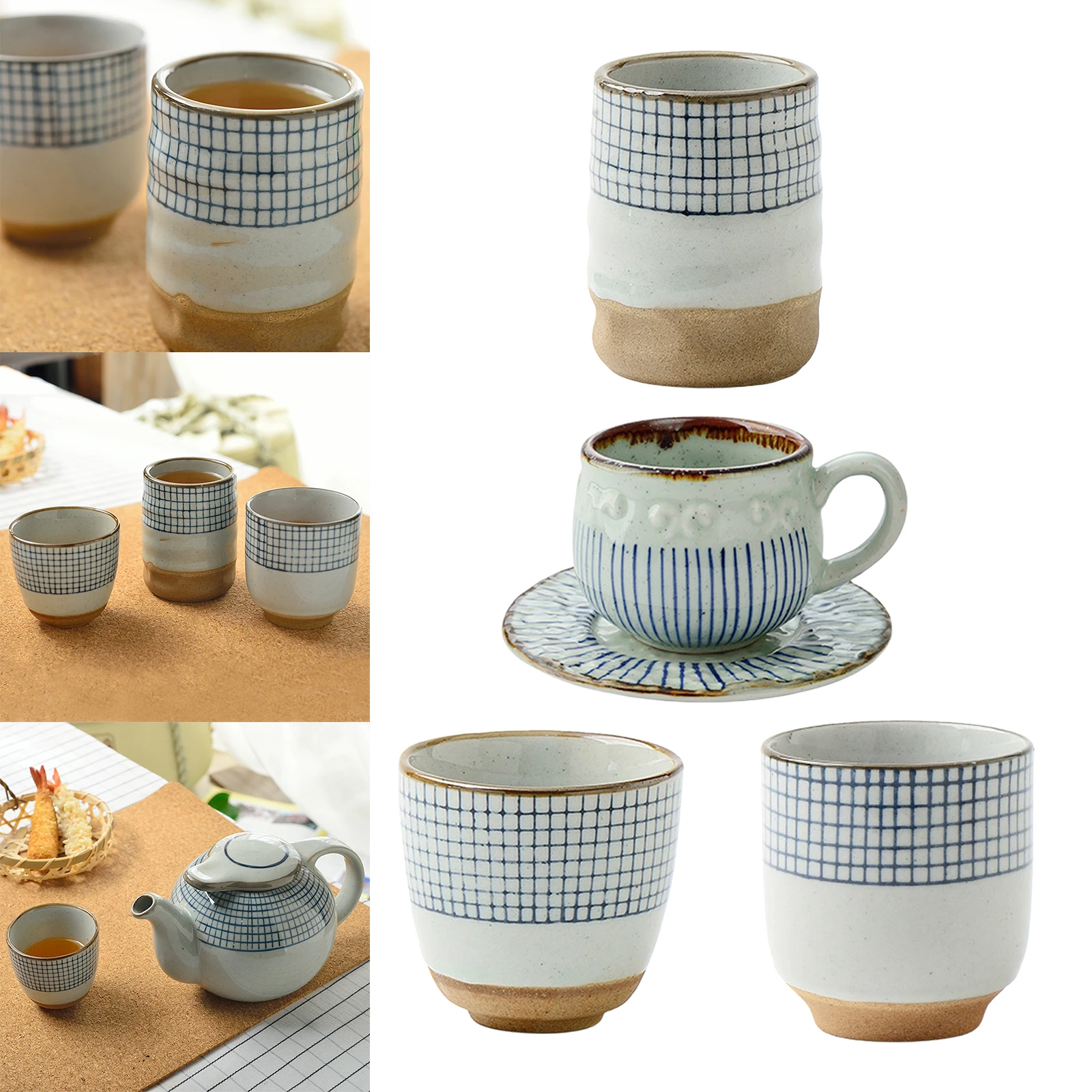 Ceramic Cups Traditional Pottery Teacups Handcraft Porcelain Mugs for Yunomi