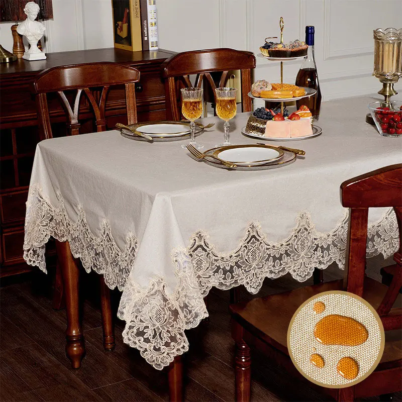

European Lace Soft PVC Rectangular Tablecloth Waterproof Oilproof Square Party Kitchen Dinning Table Cover Home Decorative