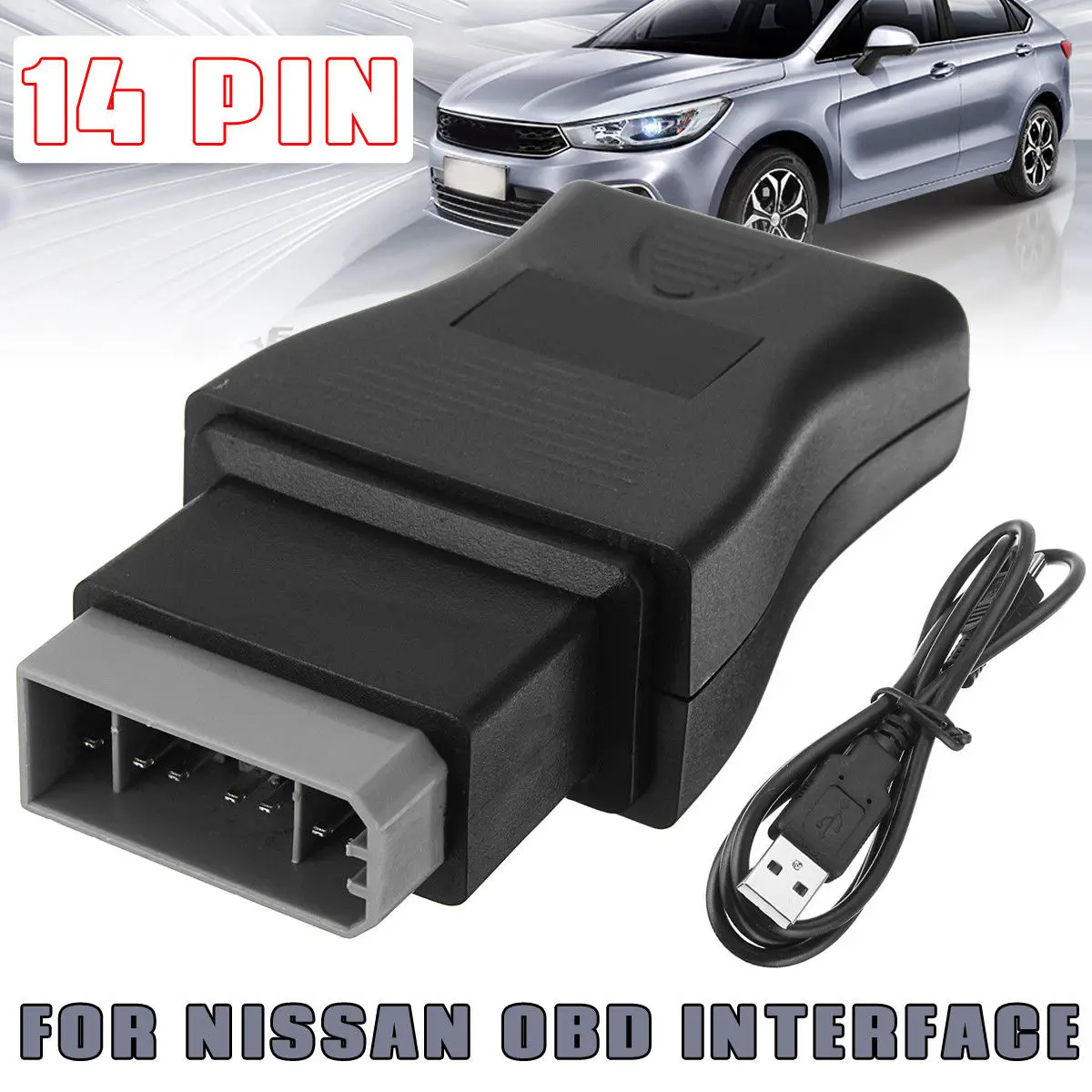 Диагностический кабель OBD с интерфейсом USB 14 контактов|Кабели и коннекторы для