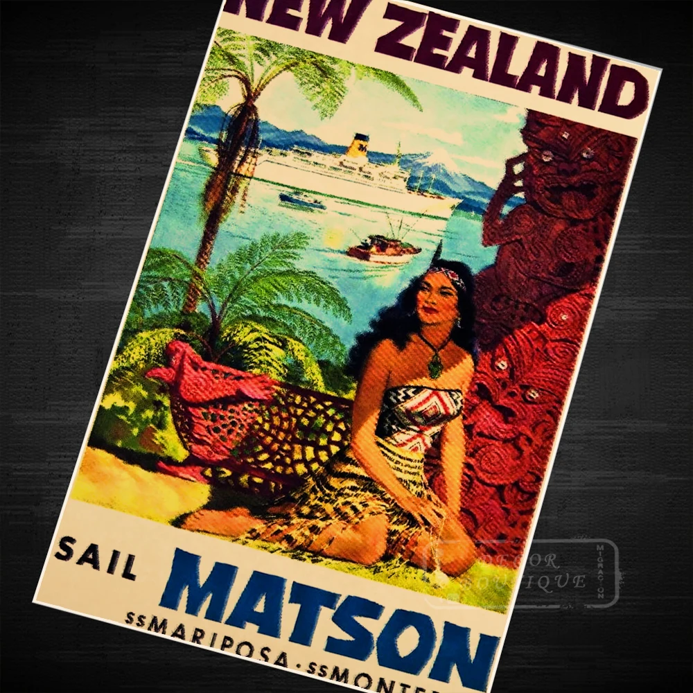 NZ New Zealand Sail Maori Retro Vintage Kraft Poster Canvas Painting DIY Wall Sticker Home Bar Posters Decoration Gift | Дом и сад