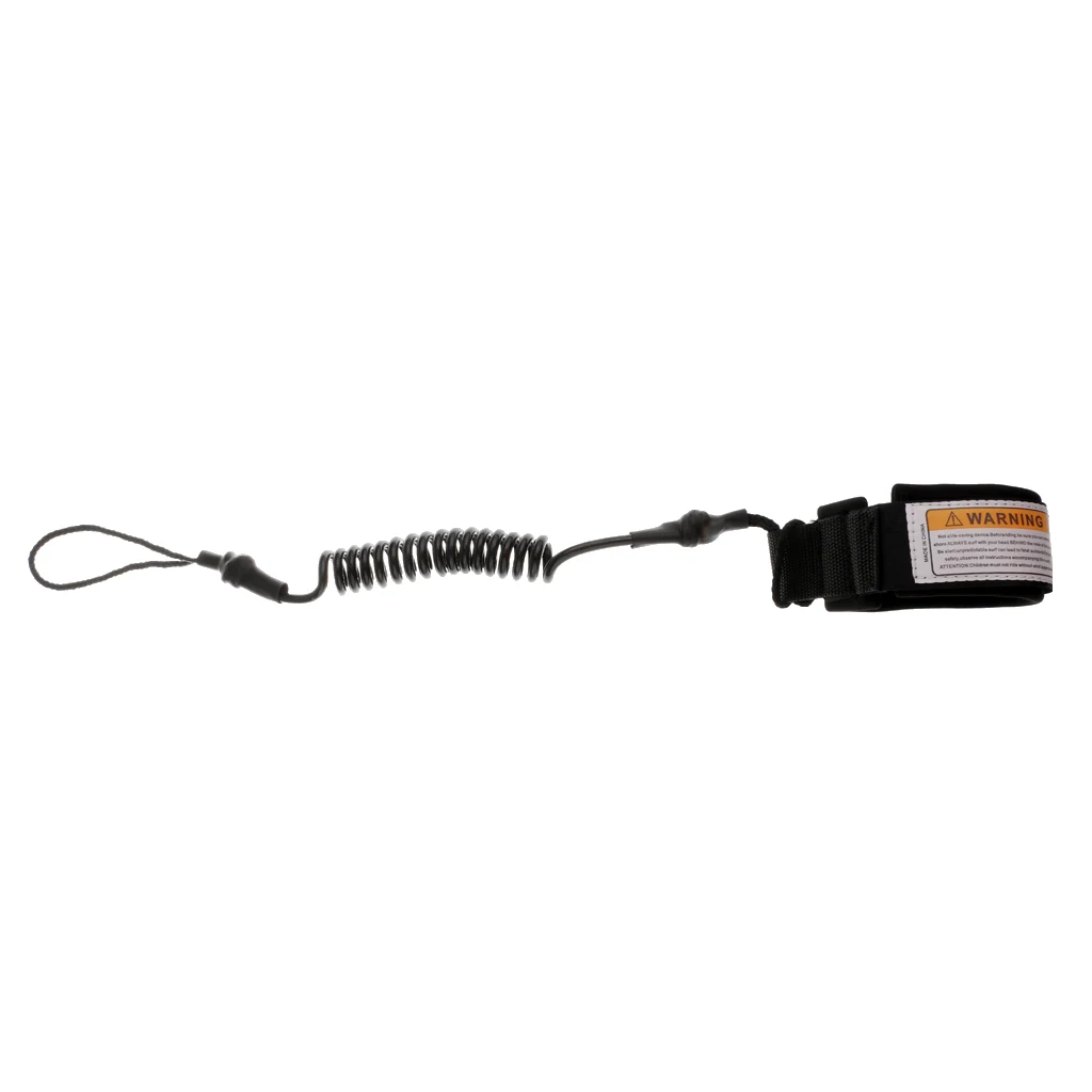 Surfboard Longboard Leash 5' Coiled Stand-Up Paddle Board Leash SUP - Black