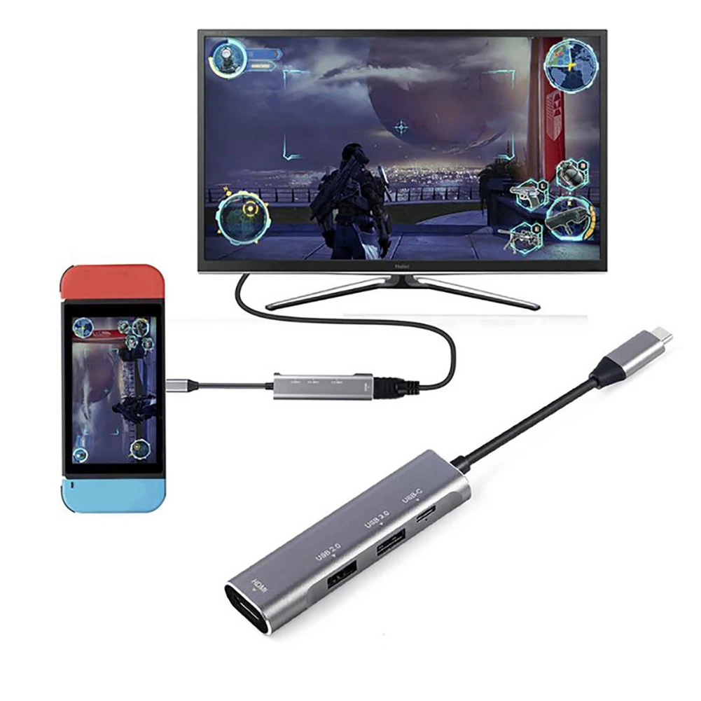 4 в 1 USB 2,0/3,0 type-C к HDMI концентратор многопортовый видеоадаптер для Mac Windows