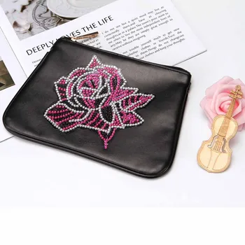 

Handbag Women Diy Diamond Chain Shoulder Bag Rose Embroidery Leather Party Clutch Luxury Handbags Women Bags Designer Purse