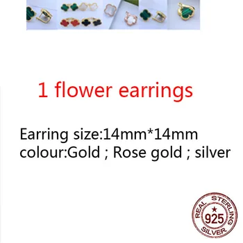 

S925 sterling silver earrings simple personality fashion style hypoallergenic 14mm flower clover shape to give girlfriend gift