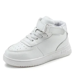 Baskets mi hautes pour enfants, chaussures décontractées, couleur unie, pour garçons et filles, blanches, automne et hiver 2021 