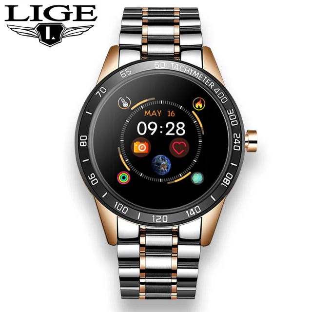 LIGE New Mens smart watch men Waterproof sport For iPhone Heart rate