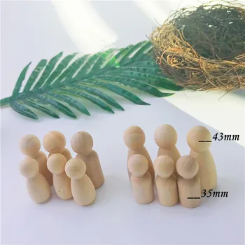 

Wooden Peg Dolls - Unfinished Kids Toys 32Pcs DIY Figures - Waldorf Wooden Figurine Weddings Cake Dolls Decor Dolls Toys Set