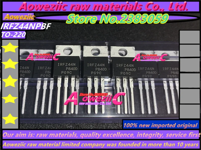 Aoweziic+(50 шт.) импортный IRFZ44NPBF IRFZ44N TO-220 полевой эффект МОП-транзисторы MOSFT 55 в 41A