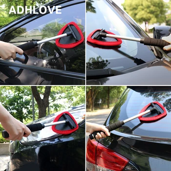

Retractable Car Windshield Glass Cleaning Brush with 2 Clean microfiber pad window scraping mist eliminator Cleaning Tools