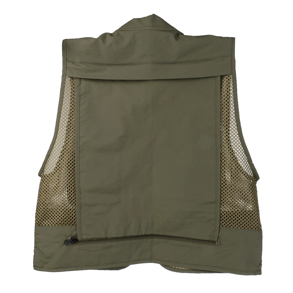 Mens Outdoor Fly Fishing Vest Waistcoat Jacket Waterproof Mesh Vest Army Green